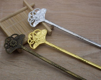 2 Metal Hair Sticks,Heart Flower Hair Sticks,Flower Hair Pins,Floral Hair Stick,Metal Hair Pins,Metal Hair Picks ,Metal Hair Clips,16cm