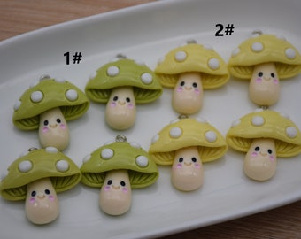 10 Resin Adorable Mushroom Charms Earring Necklace Bracelet Bead Pendants DIY Jewelry Decoden Cabochon Keychain Accessories 30x26mm