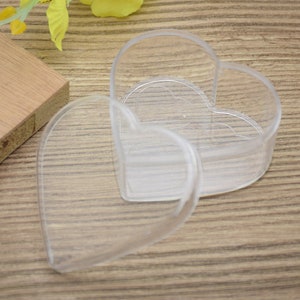 4Pcs Heart Clear Plastic Box,Transparent Plastic Box,Container Box,Plastic Cases,74mmx68mmx34mm AB43