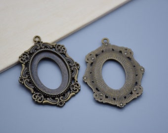 10 Oval Antique Bronze Pendant Tray,Cabochon Setting,Cameo Setting,Bezel Setting Blank,Pendant Blank,Cameo Bezel-fit 27*20mm cabochon