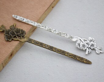 2 Metal Hair Sticks,Flower Hair Sticks,Floral Hair Pins,Tree Hair Stick,Metal Hair Pins,Metal Hair Picks ,Metal Hair Clips,13cm