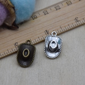 10 pieces 22mmx13mm metal cowboy hat cap charm/pendant for jewelry crafts