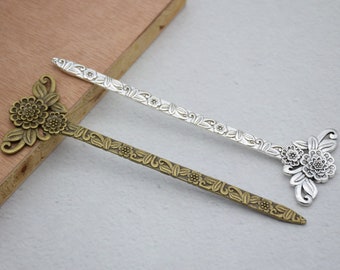 2 Metal Hair Sticks,Flower Hair Sticks,Flower Hair Pins,Floral Hair Stick,Metal Hair Pins,Metal Hair Picks ,Metal Hair Clips,13cm