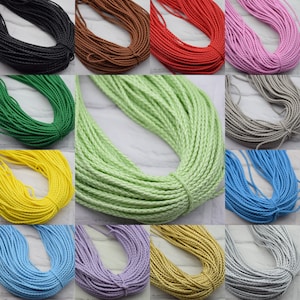 5Yards 3mm braided faux leather cord,round woven leather cord,bolo braid leather thong cord string,soft leather string cording
