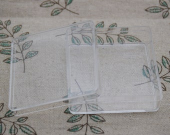 4 stuks vierkante doorzichtige plastic doos, transparante doos, containerdoos, dekseldoos, decoratiedoos, plastic koffers, opbergdoos, 60 mm x 60 mm x 20 mm (hoogte) AB150