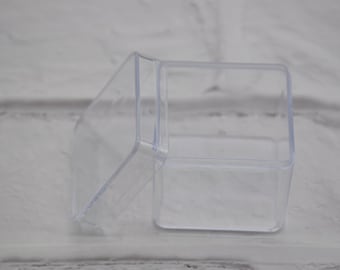 6 stuks vierkante doorzichtige plastic doos, transparante doos, containerdoos, dekseldoos, decoratiedoos, plastic koffers, opbergdoos, 40 mm x 40 mm x 40 mm (hoogte) AB83