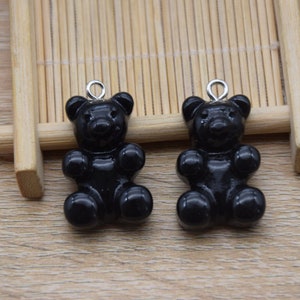 20 gummy bear with eyehook,resin slime cabochons,kawaii charms pendants ornaments,plastic scrapbook DIY crafts,31x19mm