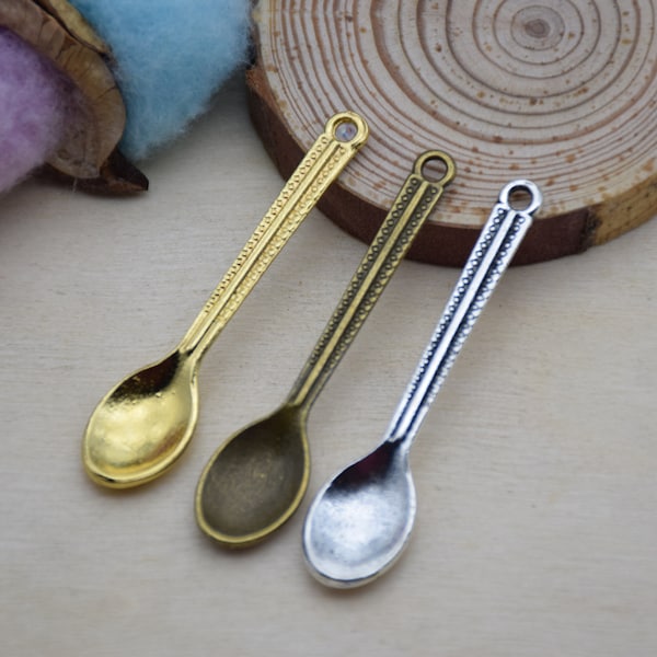 Metal Spoon Pendant,Utensil Charm For Jewelry Making,DIY Craft Supplies,Necklace Bracelet Earring Decoration Ornament,Design Embellishment