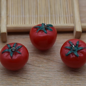 10 Resin Adorable Tomato Charms Earring Necklace Bracelet Bead Pendants DIY Jewelry Decoden Cabochon Keychain Accessories 23x22mm