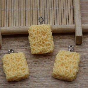 12 instant noodles with eyehook,food resin slime cabochons,kawaii charms pendants ornaments,plastic scrapbook DIY crafts,27x17mm