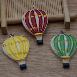 10 Resin Adorable Hot Air Balloon Charms Earring Necklace Bracelet Bead Pendants DIY Jewelry Decoden Cabochon Keychain Accessories 40x25mm