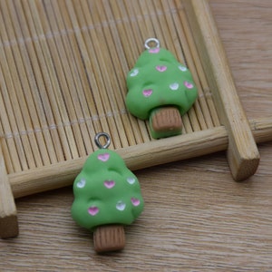 12 Resin Adorable Tree Plant Charm Earring Necklace Bracelet Bead Pendants DIY Jewelry Decoden Cabochon Keychain Supplies 28x17mm