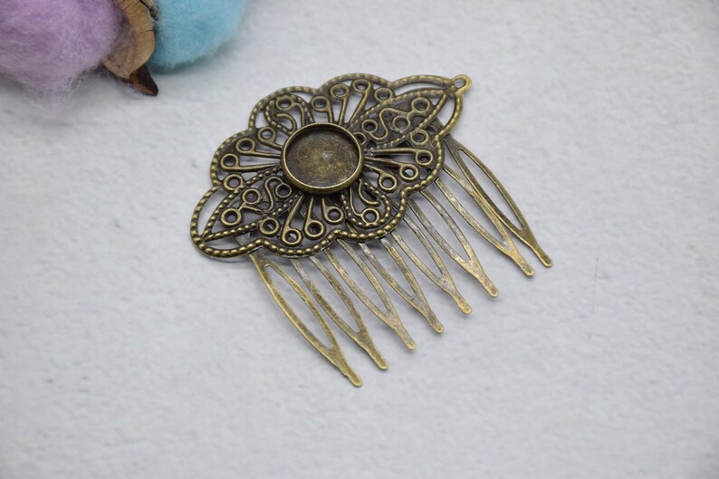 50pcs 56mmx55mm 8 teeth antique bronze hair comb with filigree,bridal hair comb,hair accessories,cabochon base,fit for 12mm cabochon