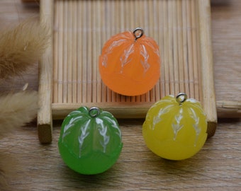 10 Resin Adorable Orange Fruit Charms Earring Necklace Bracelet Bead Pendants DIY Jewelry Decoden Cabochon Keychain Accessories 25x22mm