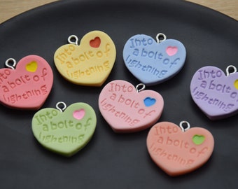 12 Resin Adorable Heart Charms Earring Necklace Bracelet Pendants DIY Jewelry Decoden Cabochon Keychain Accessories 22x22mm