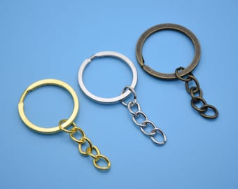 20 metal key chain rings,25mm split key chain ring with 25mm link chain,keychain fob,key chain loop,key ring holder fob connector key