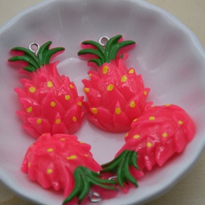 10 Resin Adorable Pitaya Fruit Charms Earring Necklace Bracelet Bead Pendants DIY Jewelry Decoden Cabochon Keychain Accessories 33x22mm
