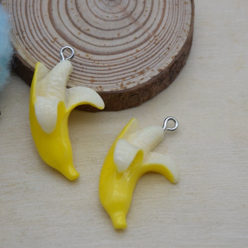 10 Resin Adorable Banana Fruit Charms Earring Necklace Etsy