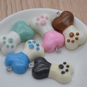 10 Resin Adorable Dog Bone Charms Earring Necklace Bracelet Bead Pendants DIY Jewelry Decoden Cabochon Keychain Accessories 32x18mm