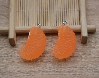 10 Resin Adorable Orange Fruit Charms Earring Necklace Bracelet Bead Pendants DIY Jewelry Decoden Cabochon Keychain Accessories 32x17mm