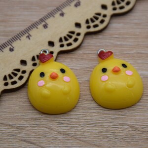 10 Resin Adorable Chick Animal Charms Earring Necklace Bracelet Bead Pendants DIY Jewelry Decoden Cabochon Keychain Accessories 31x23mm