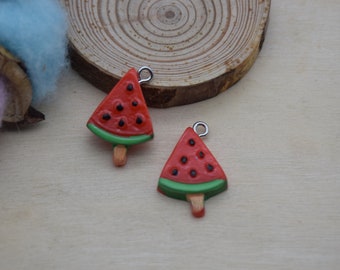 20 Resin Adorable Watermelon Fruit Charms Earring Necklace Bracelet Bead Pendants DIY Jewelry Decoden Cabochon Keychain Accessories 23x16mm