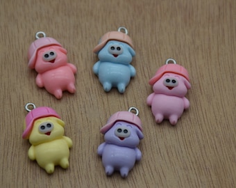 10 Resin Adorable Pig Animal Charms Earring Necklace Bracelet Bead Pendants DIY Jewelry Decoden Cabochon Keychain Accessories 28x15mm