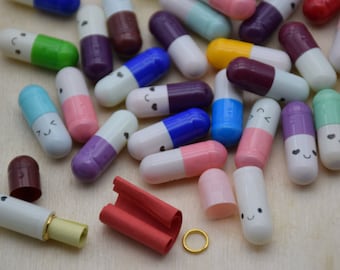 100 Kawaii Pill Capsule,Wish Faux Pill,Cute Blank Secrect Message Note In Pill,Happy Pills,Paper Message Scrolls,Pill Cabochon Bead Charms
