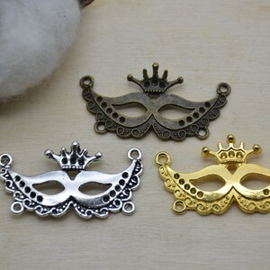 8 pieces 40mmx21mm metal mask charm/pendant for jewelry crafts