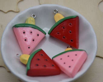 60 Ciondoli A Forma Di Fetta Di Frutta Per Gioielli Fai Da Te - Anguria, Kiwi, Fragola, Cetriolo, Pomelo, In Resina E Lega - 2