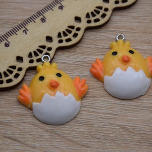 10 Resin Adorable Chick Animal Charms Earring Necklace Bracelet Bead Pendants DIY Jewelry Decoden Cabochon Keychain Accessories 31x29mm
