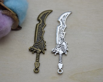 Metall Schwert Anhänger,Messer Charm für Schmuckherstellung,DIY Handwerk Zubehör,Halskette Armband Ohrring Dekoration Ornamente,Design Verzierung