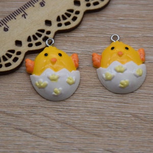 10 Resin Adorable Chick Animal Charms Earring Necklace Bracelet Bead Pendants DIY Jewelry Decoden Cabochon Keychain Accessories 28x22mm