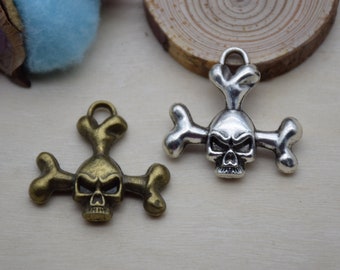 6 pieces 36mmx35mm metal skeleton skull charm/pendant for jewelry