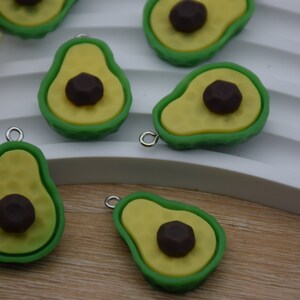 10 Resin Adorable Avocado Fruit Charms Earring Necklace Bracelet Bead Pendants DIY Jewelry Decoden Cabochon Keychain Accessories 30x20mm