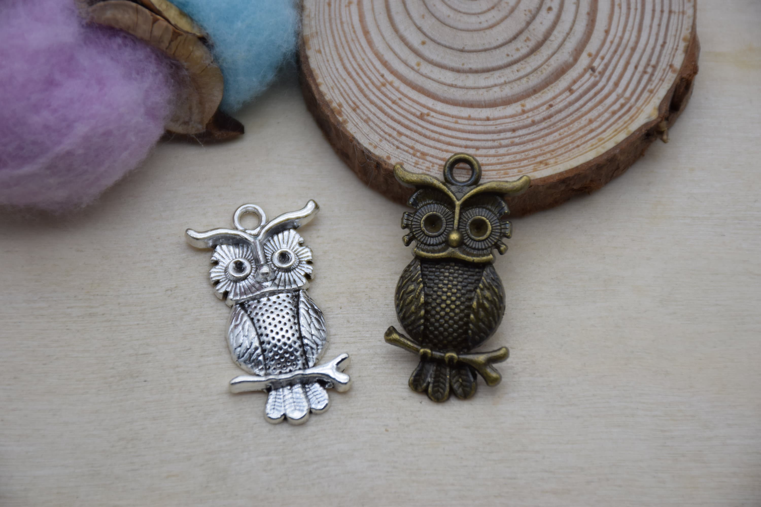 Metal Owl Pendant,Charm For Jewelry Making,DIY Craft Supplies,Necklace Bracelet Earring Decoration O