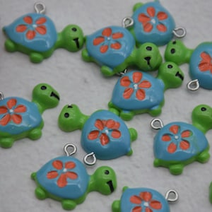 10 tortoise with eyehook,turtle animal resin slime cabochons,kawaii charms pendants ornaments,plastic scrapbook DIY crafts,26x19mm