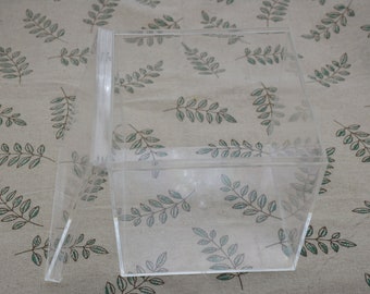 1 caja cuadrada de plástico transparente, caja transparente, caja contenedora, caja con tapa, caja decorativa, cajas de plástico, caja de almacenamiento, 120mm x 120mm x 120mm (altura) AB149