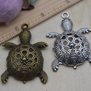 4 pieces 55mmx38mm metal tortoise turtle charm/pendant for jewelry crafts