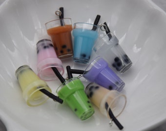 10 Resin Adorable Milk Tea Cup Charms Earring Necklace Bracelet Bead Pendants DIY Jewelry Decoden Cabochon Keychain Accessories 26x13mm