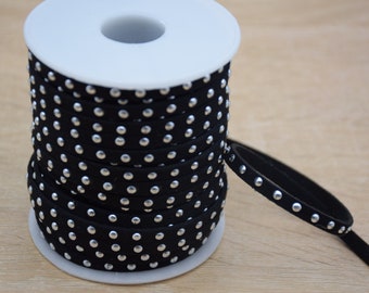 20m 5mmx2mm Flache Faux Schwarz Wildleder Schnur, DIY Schnur Zubehör, Faux Wildleder Spitze, Silber Nieten Niete