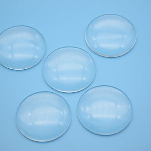 5Pieces 40MM Circle Clear Glass Cabochon - Extremely Clear Transparent Circle Domed Magnifying Glass Cabochon Covers - Magnify Glass Top