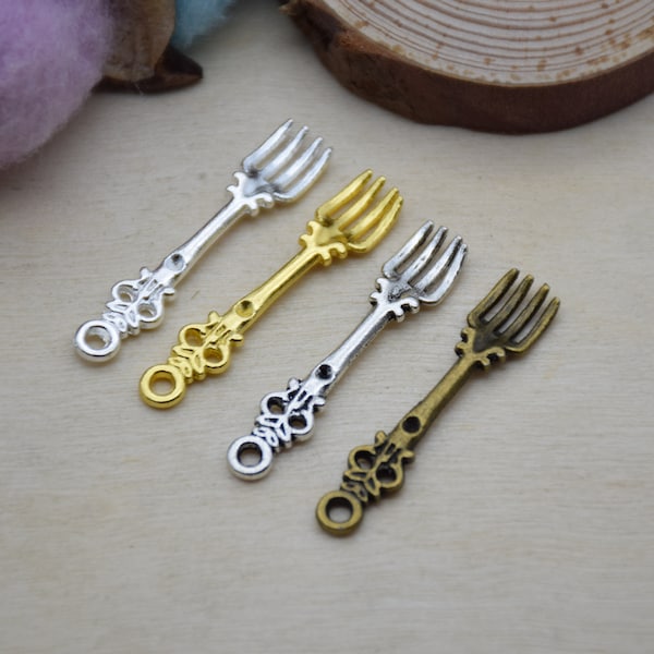 Metal Fork Pendant,Utensil Charm For Jewelry Making,DIY Craft Supplies,Necklace Bracelet Earring Decoration Ornament,Design Embellishment