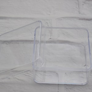 2Pcs Square Clear Plastic Box,Transparent Box,Container Box,Lid Box,Decoration Box,Plastic Cases,Storage Box,85mmx85mmx50mm(height) AB91