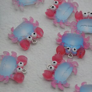 10 crab with eyehook,ocean life animal resin slime cabochons,kawaii charms pendants ornaments,plastic scrapbook DIY crafts,26x22mm