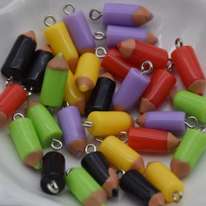 10 Resin Adorable Pencil Crayon Charms Earring Necklace Bracelet Bead Pendants DIY Jewelry Decoden Cabochon Keychain Accessories 21x8mm