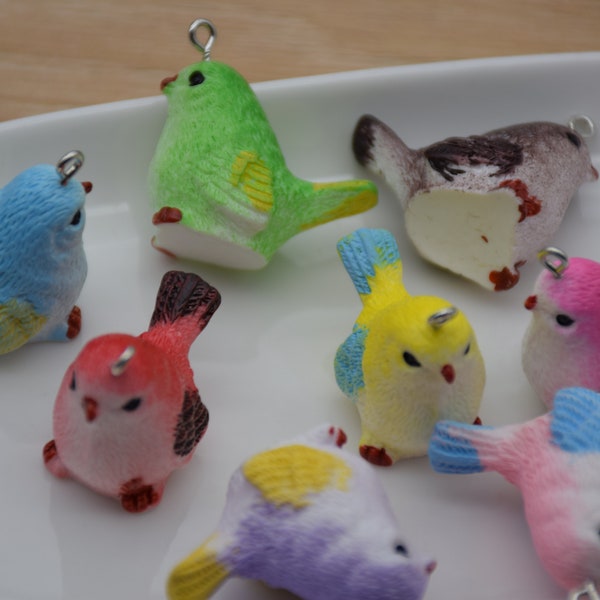 10 Resin Adorable Bird Animal Charms Earring Necklace Bracelet Bead Pendants DIY Jewelry Decoden Cabochon Keychain Accessories 28x28mm