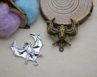 Pingente de morcego de metal, amuleto de animal para fazer joias, suprimentos de artesanato diy, colar, pulseira, brinco, ornamento de decoração, enfeite de design