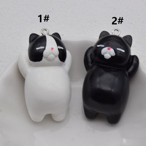 10 Resin Adorable Fat Cat Charms Earring Necklace Bracelet Bead Pendants DIY Jewelry Decoden Cabochon Keychain Accessories 43x24mm