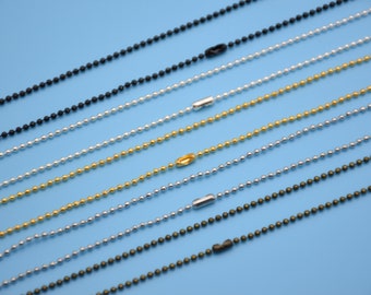 10 ball chain necklace with connector clasp,1.5mm metal ball chain,bead chain,delicate chain,jewelry chain,finished chain charm pendant,30''